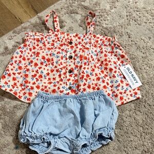 Old Navy Floral Top and Light Blue Diaper Cover